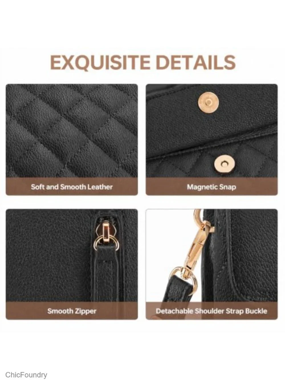 RFID Quilted Vegan Leather Small Crossbody Phone Purse with Credit Card Slots